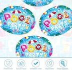 50Pcs Summer Pool Oval Paper Plates 10" x 12"Large Heavy Duty Beach Ball Disposable Party Plates Pool Dessert Dinner Platters for Kids Baby Shower Birthday Hawaii Schools Out for Summer Decorations - Image 3