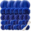 WOLHOWLTD Navy Blue Paper Decoration Set - 34 Pcs Paper Lanterns, Pompoms, Honeycomb for Wedding,Ocean Theme, EID Mubarak,School Day,Baby Shower, Birthday Party Classroom,Home Decoration (Navy Blue) by Unknown