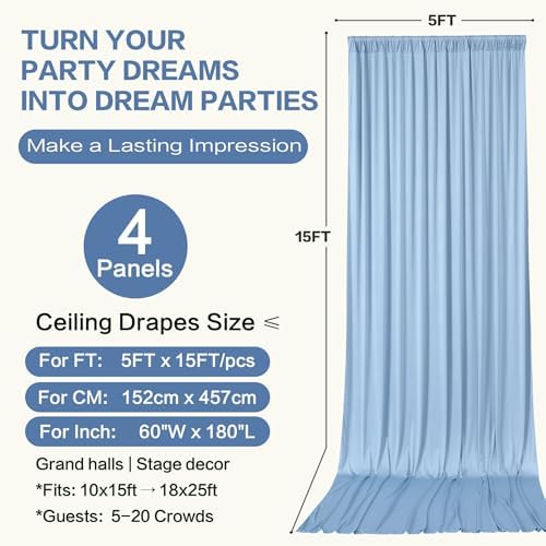 20ft×15ft Dusty Blue Backdrop Curtain for Wedding Parties - Image 6