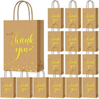 PerKoop 60 Pack Thank You Paper Gift Bags, Classic, Brown by PerKoop