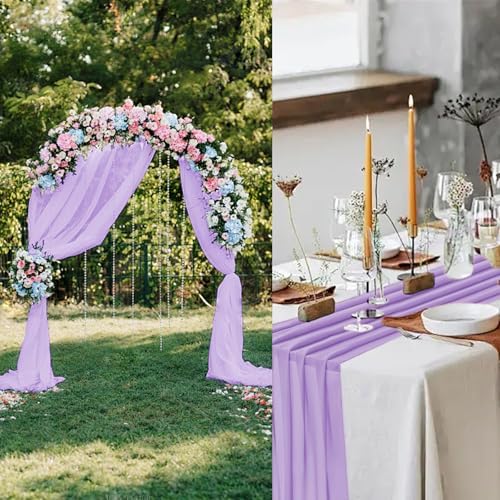 12 Pack Light Purple Table Runner 10ft Romantic Chiffon Table Runner for Wedding Baby Shower and Birthday Party Cake Table Decorations(120 x 12 in) - Image 6