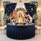 Navy Blue 4PCS Round Spandex Tablecloth for 5FT/60In Inch Round Table - Image 7