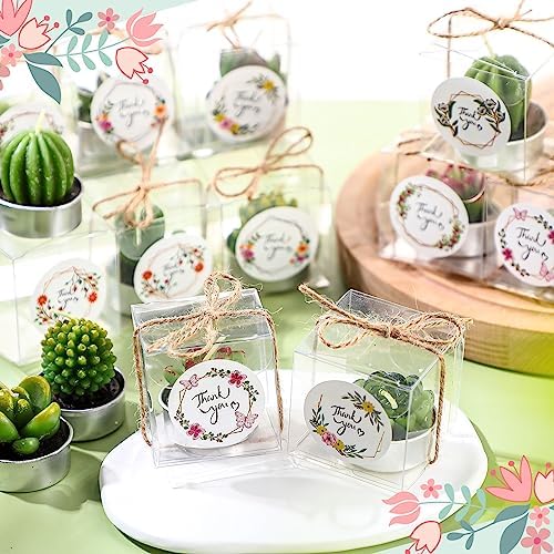 MTLEE 48 Sets Succulent Cactus Tealight Candles Wedding Favors Gift Boxed - Image 4