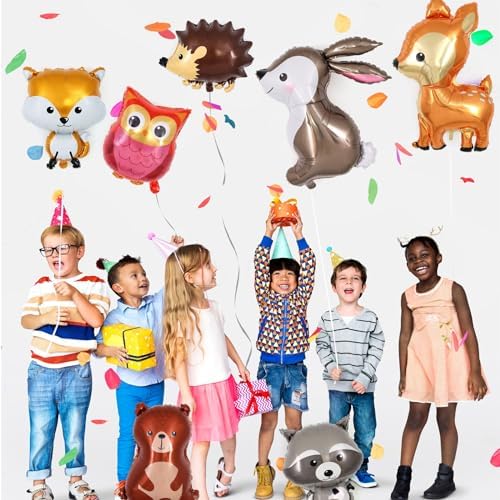 Woodland Animal Balloons, 8 Pcs Large Cute Forest Animal Foil Balloons, Deer Fox Squirrel Rabbit Balloons for Woodland Themed Party Camping Birthday Baby Shower Gender Reveal (Pack of 3) - Image 6