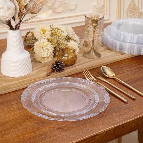 Tinybee 60PCS Clear Plastic Plates - Heavy Duty Clear Disposable Plates - Image 3
