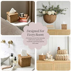 BEBE BASK Handwoven Scalloped Square Tissue Box Cover (4.5 × 4.5 × 5.3 in) - Image 5