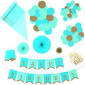 Hallmark Crayola Hallmark Color Pop Party Decorations Set - Aquamarine Blue and Gold (Customizable Banner, Reversible Table Runner, Paper Fan Flowers, Paper Dots) for Birthdays, Baby Showers, Holidays by Hallmark