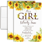 Amanda Creation Sunflower Baby Shower Invitations for Girl, It's a Girl Floral Design, Personalized Baby Shower Invitations, 30 Personalized 5x7 Double-Sided Cards with White Envelopes, Made in USA by AmandaCreation