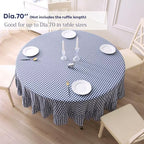 Navy Blue White Gingham Tablecloth Round Dia.70“ - Image 2