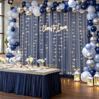 20×10ft Navy Blue Tulle Backdrop Curtain with Lights String for Parties, Sheer Photo Backdrop Curtains for Wedding Party Photography Background - Image 2