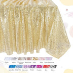 Party Tablecloth Light Gold 90x156 Inch Sequin Fabric Seamless Table Cloths - Image 7