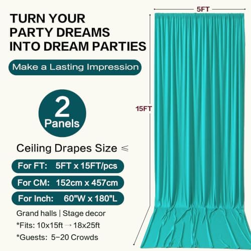 10ft×15ft Turquoise Backdrop Curtain for Wedding Parties - Image 6