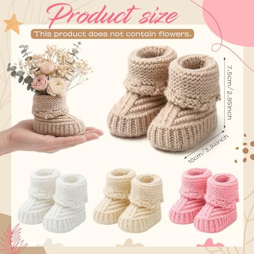 Tranqun 4 Sets Baby Booties Centerpiece No Floral DIY,Classic,Pink - Image 2