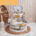 BohoStyle Diaper Cake | Baby Gift Set| New Baby Boy Gift | New Baby Gift | with Baby Lovey, Newborn Essentials, Premium Baby Care Products | Beautiful & usefull Accessories | Baby Shower Gifts - Image 3