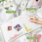 Embroidered Wedding Guest Book—The Perfect Polaroid Guest Book for Wedding Receptions, Birthdays, Baby Showers, and Special Events with 3 Photo corner stickers+ 3 DIY pens+1 Diamond Pen (green) - Image 3