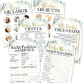 Hadley Designs 50 Greenery Baby Prediction And Advice Cards, Trivia Games, etc, 25 Love or Labor, Boobs Or Baby Butts Game - 6 Double Sided Cards Baby Shower Games Funny, Baby Shower Party Supplies by HadleyDesigns