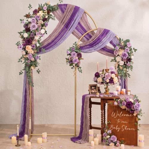 6 Pcs Lavender Dusty Purple Cheesecloth Table Runner 118" - Image 5