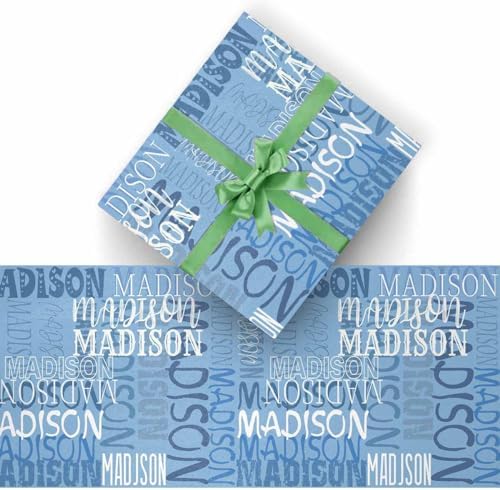 AOFUN Custom Name Gift Wrap For Him - Mens Birthday Wrapping Paper, 3 Rolls, 58" x 23" - Image 2