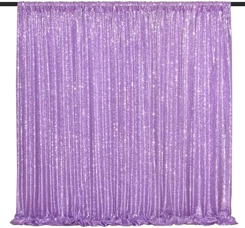 Wedding Sequin Backdrop Lavender 2 Pcs 5FTx10FT Glitter Curtain Backdrop Arch Fabric Drapes for Baby Shower Birthday Party Decoration - Image 4