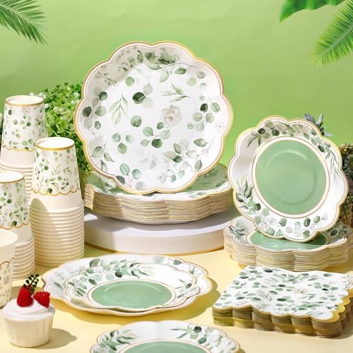 Funnymoom 250 Pcs Sage Green Eucalyptus Party Decorations Wedding Serves 50 - Image 6