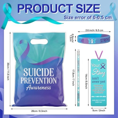Resurhang 200 Pcs Suicide Prevention Awareness Item Bulk, Teal Purple Gifts - Image 2