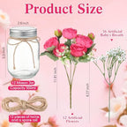 Zeyune 12 Sets Mason Jar Flowers Centerpiece Table Decorations,Hot Pink - Image 4