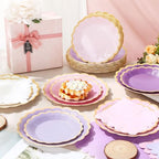 Zhehao 150 Pcs Purple and Pink Paper Plates Napkins Serves 50 - Image 2
