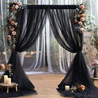 20ft x 12ft Black Tulle Backdrop Curtain for Parties Sheer Fabric Backdrop Curtains for Baby Shower Birthday Party Back Drop Wedding Graduation Photo Backdrop Drapes Background 4 Panels 5ft x 12ft - Image 7