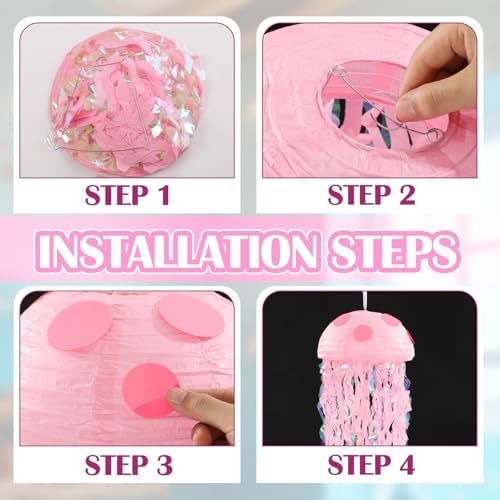 VioraWhite 37 Pcs Cartoon Party Decorations Jellyfish Hanging Paper Lantern - Image 4