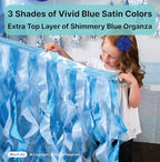 Blue Tutu Table Skirt 9ft with Double Layer Organza Willows for Ocean Under the Sea Decorations, 1st Baby Boy Birthday Décor, Elephant Baby Shower Décor, Gender Reveal or Bridal Shower - Image 3