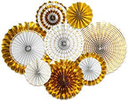 Party Decorations 8 Pcs Gold Paper Fans Set Graduation Birthday Baby Shower New Home Decoration Party DIY Decor by Unknown