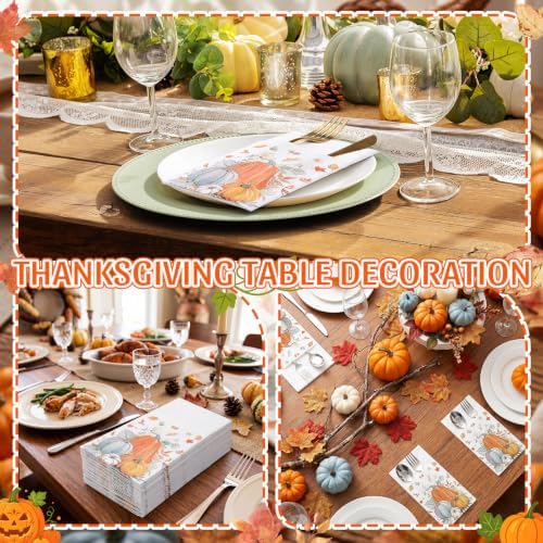 Potchen 100 Pcs Linen Feel Napkins Disposable, Fall Pumpkins - Image 6