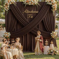 20x16ft Brown Backdrop Curtains for Wedding Party, 4 Panels 16 ft Long Back Drop Cloth, Wrinkle-Free Polyester Drapes for Birthday, Baby Shower, Stage Photography Background by Gogoparti