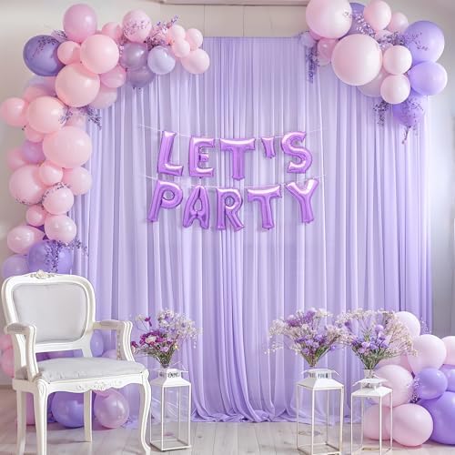 40ft x 10ft Lilac Backdrop Curtains, Wrinkle-Free Sheer Chiffon Fabric Photo Backdrop Drapes for Wedding Arch Party Ceremony Stage Photography Decorations - Image 4