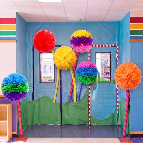 Tinlade 6 Pcs 14 Inch Classroom Party Decoration Pom Pom Supplies,Gradient - Image 3