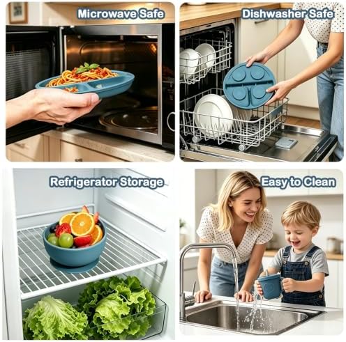 Silicone Baby Feeding Utensils Set for 6+ Months, 17 Pcs, Blue - Image 4