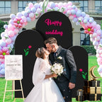 Gawicpy Wedding Arch Backdrop Stand Set Metal Arch Backdrop Stand with Wedding Arch Cover, Wedding Balloon Arch Backdrop Stand for Birthday, Baby Shower, Anniversary (Black, 4FT+5FT+6FT) - Image 5