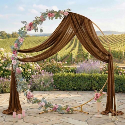 Pack of 1 Wedding Arch Drape Panel Fabric 30" x 40ft - Mocha - Image 3
