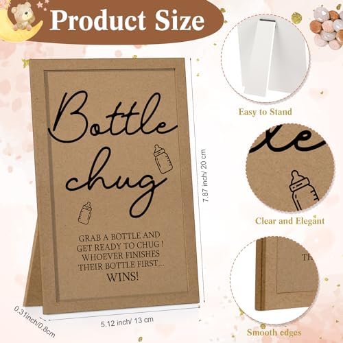 Roowest Bottle Chug Baby Shower Games Favors, Pink, Blue, Kraft - Image 2