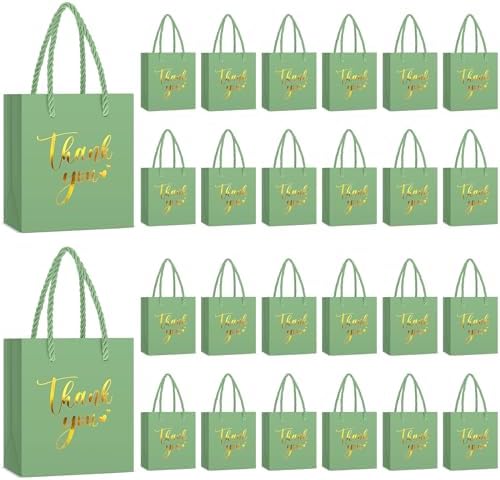 Honoson 60 Pcs Mini Thank You Gift Bag with Handle Bulk,Light Green by Honoson