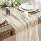 Artoid Mode 10-Pack Pearl Beige Gauze Table Runner 10FT Home Decor by ArtoidMode