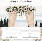 6.6ftx6.6ft Backdrop Stand, White Portable Pipe and Drape Backdrop Stand for Parties Silver Wedding Garden Balloon Arch Frame for Wedding Birthday Parties Banquets Background Decor (6.6x 6.6ft-White) - Image 7