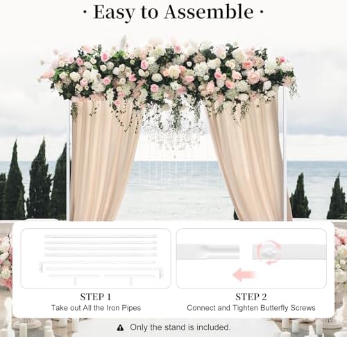 6.6ftx6.6ft Backdrop Stand, White Portable Pipe and Drape Backdrop Stand for Parties Silver Wedding Garden Balloon Arch Frame for Wedding Birthday Parties Banquets Background Decor (6.6x 6.6ft-White) - Image 7