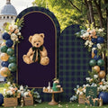 Moukeren Tartan Plaid Teddy Bear Arch Backdrop Cover 6ft and 7.2ft by Moukeren