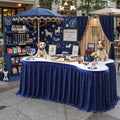 Partisky Navy Blue Polyester Table Skirt for Rectangle Tables 17ft, Wrinkle Resistant Pleated Ruffle Table Cloth for Banquet Wedding Display Dining Table by Partisky
