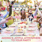 Funnymoom 452 Pcs Unicorn Themed Birthday Party Decorations Include Unicorn Paper Plates Napkins Cups Tablecloth Cutlery Straws Rainbow Pastel Theme Party Supplies for Birthday Decorations - Image 4