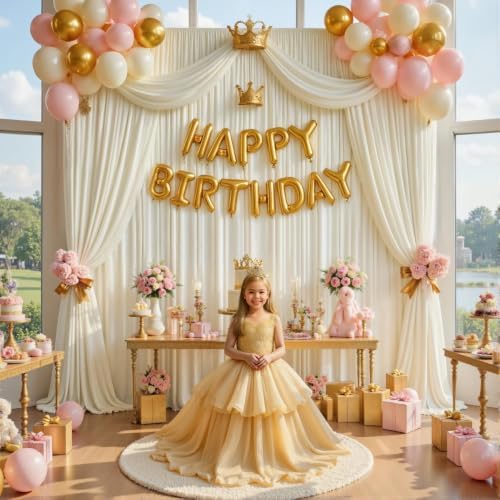 60x12ft Ivory Backdrop Curtain for Wedding Parties, 12 Panels (5x12 ft Each) Wrinkle-Free Dackdrop Curtains, Silky Draping Fabric for Birthday Party, Baby Shower, Photo Background - Image 5
