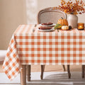 Fall Gingham Tablecloth Rectangle Cotton Linen Style, Thanksgiving Checkered Table Cloth, Autumn Washable Wrinkle Free Plaid Table Cover for Dinner, Holiday, Party Orange 60x120 by FiokleCozyHome