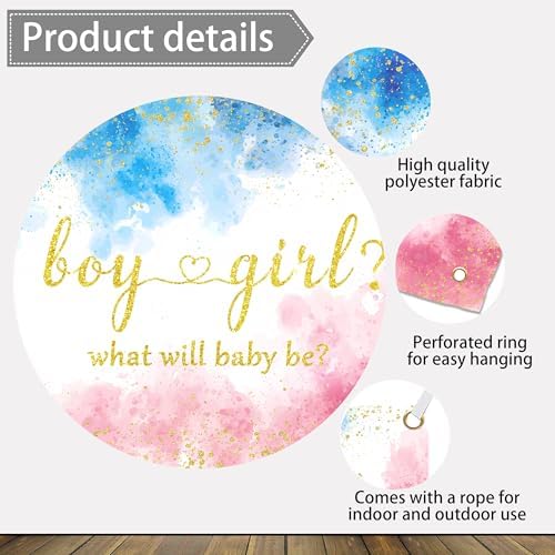 Gender Reveal Decorations Backdrop 12 x 8 ft Blue and Pink Photo Props - Image 5