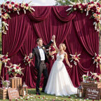 4 Panels Burgundy Backdrop Curtain for Parties Wedding Wrinkle Free Maroon Photo Curtains Backdrop Drapes Fabric Decoration for Birthday Engagement Ceremony 20ft(W) x 10ft(H) - Image 2